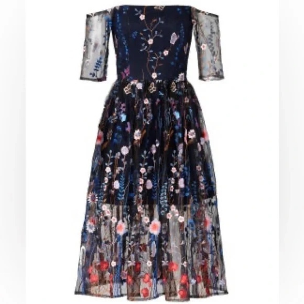 Anthropologie Vone Floral Embroidered Maxi Dress